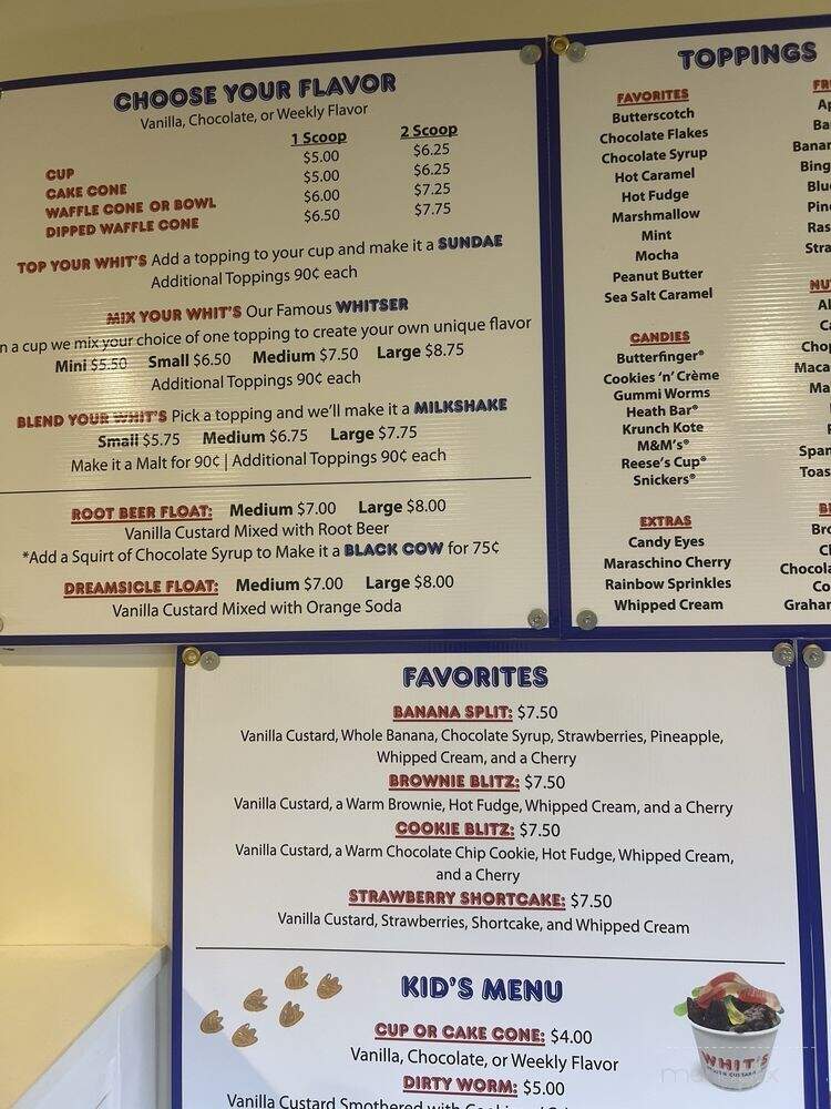 Whit's Frozen Custard - Charleston, SC menu_pic