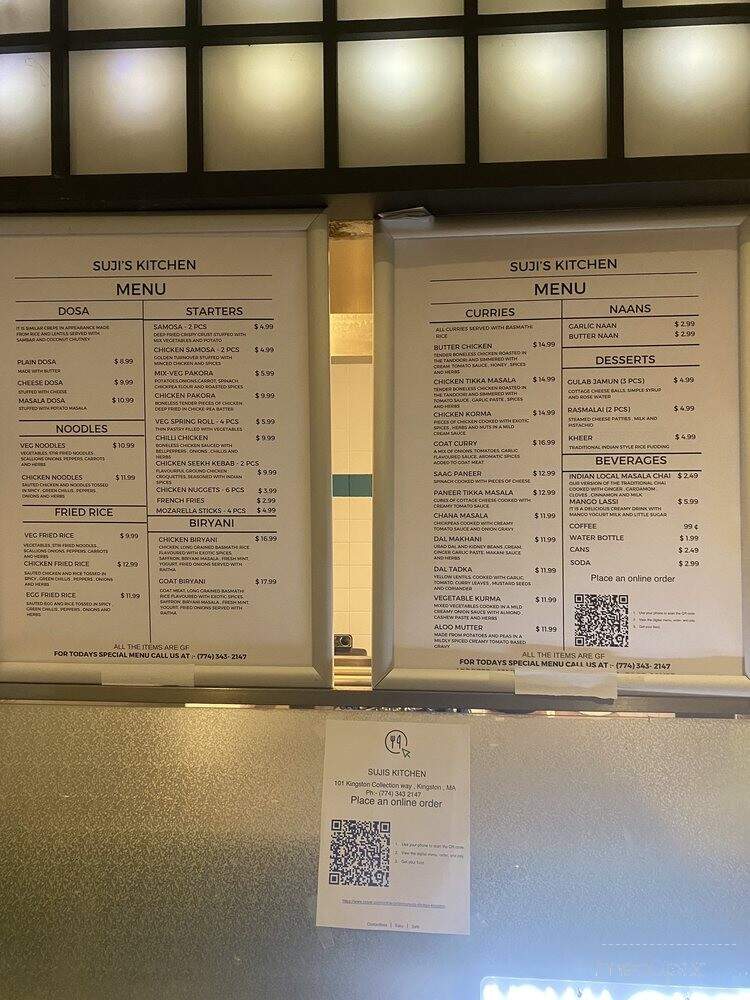 Suji's Kitchen - Kingston, MA menu_pic