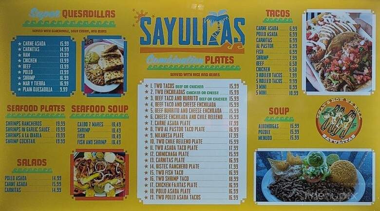 Sayulitas Mexican Food - San Diego, CA menu_pic