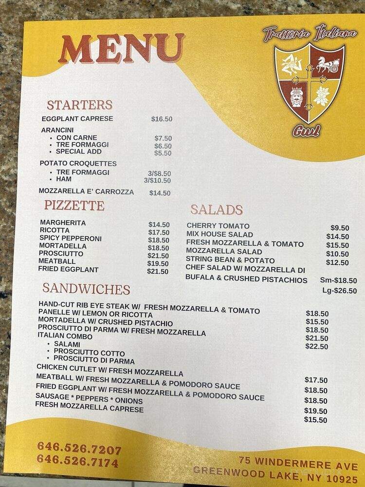 Trattoria Italiana GWL - Greenwood Lake, NY menu_pic