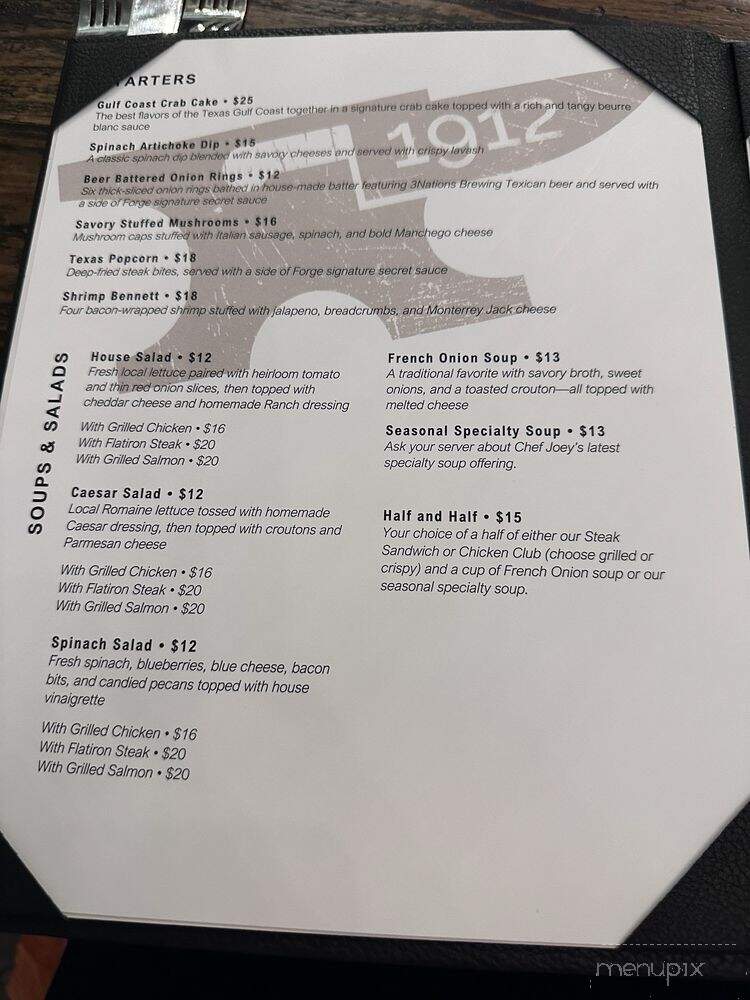 The Forge 1912 - Celina, TX menu_pic