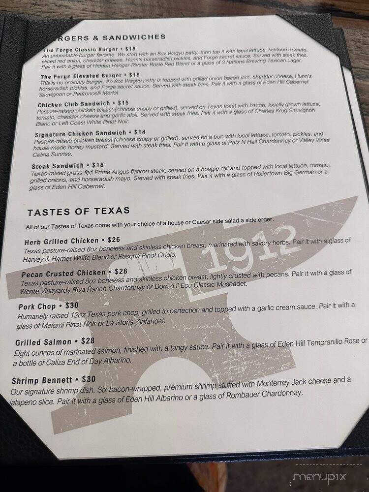The Forge 1912 - Celina, TX menu_pic