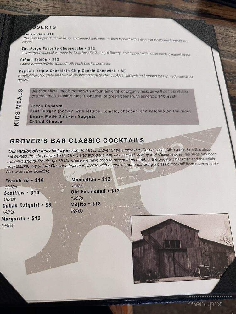 The Forge 1912 - Celina, TX menu_pic