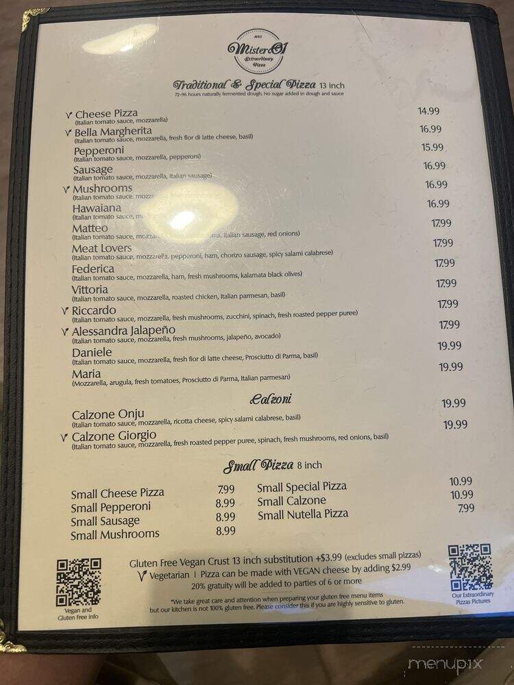 Mister O1 Extraordinary Pizza - Pinecrest, FL menu_pic