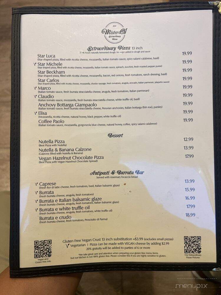 Mister O1 Extraordinary Pizza - Pinecrest, FL menu_pic
