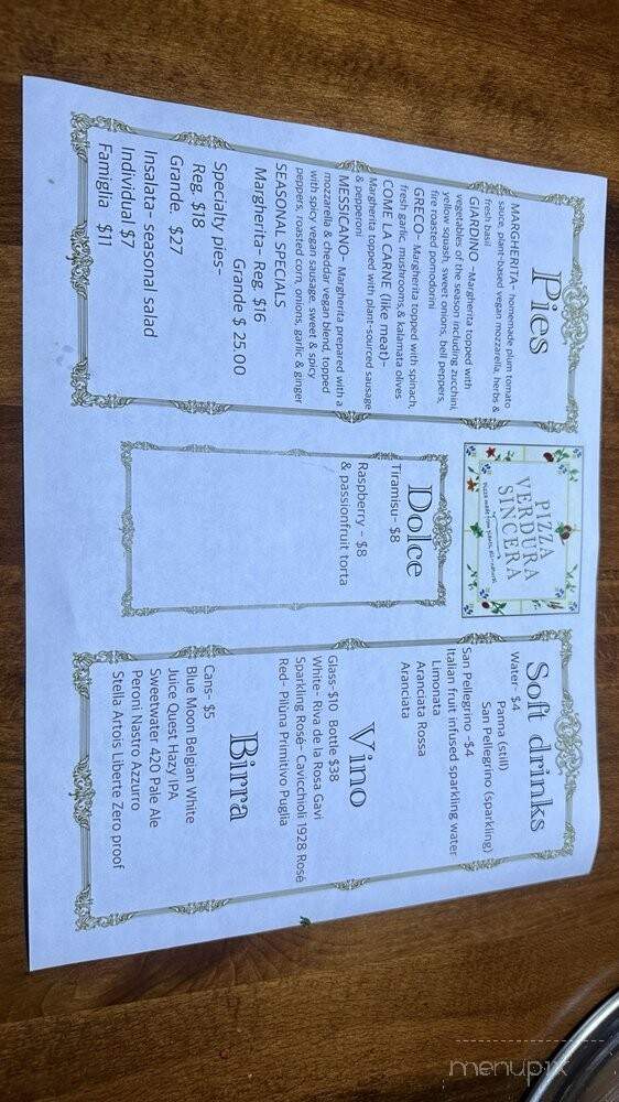 Pizza Verdura Sincera - Atlanta, GA menu_pic