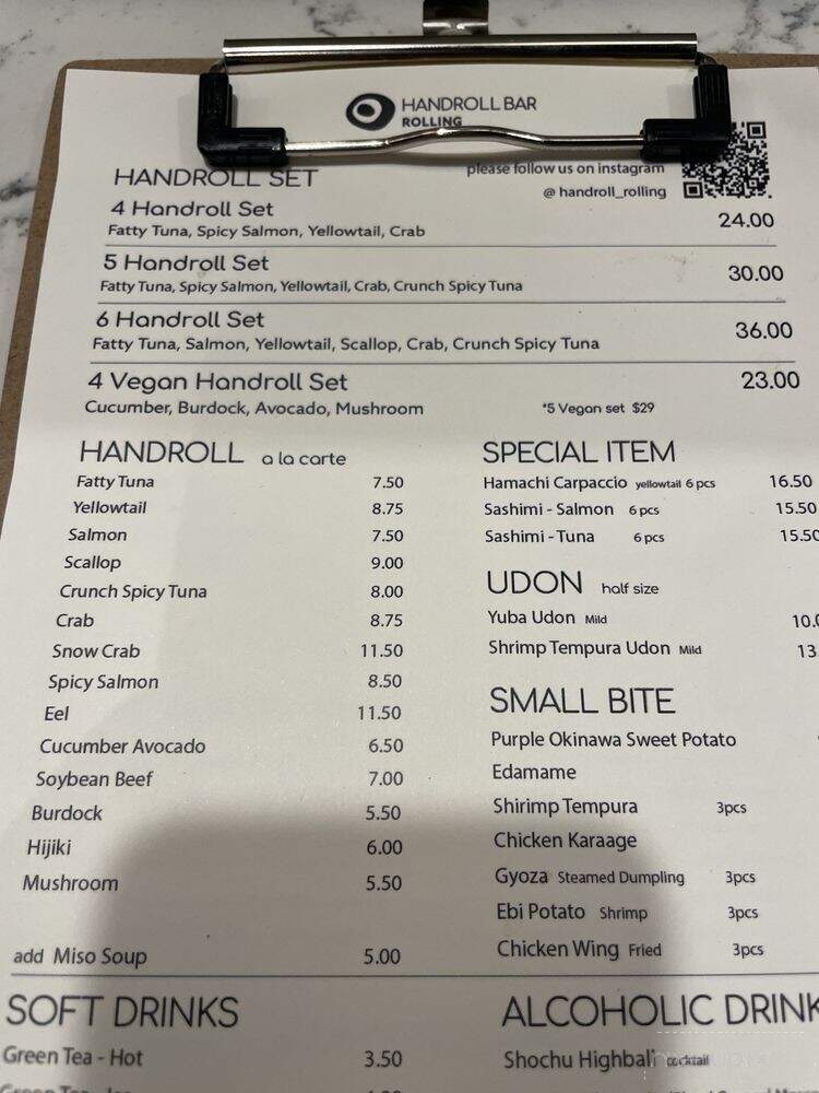 Handroll Bar Rolling - New York, NY menu_pic