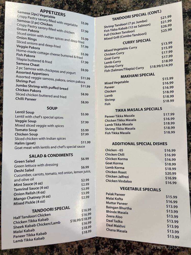 Raj Mahal Indian Restaurant - Canton, GA menu_pic