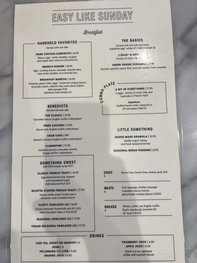Easy Like Sunday - Baltimore, MD menu_pic
