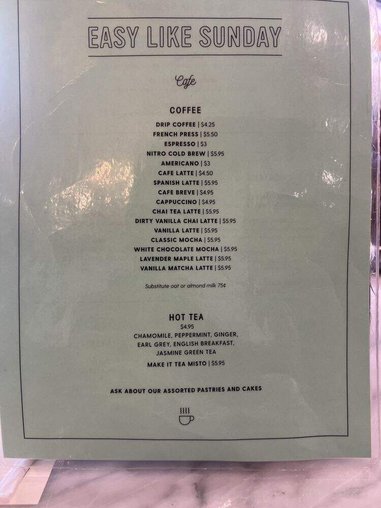 Easy Like Sunday - Baltimore, MD menu_pic