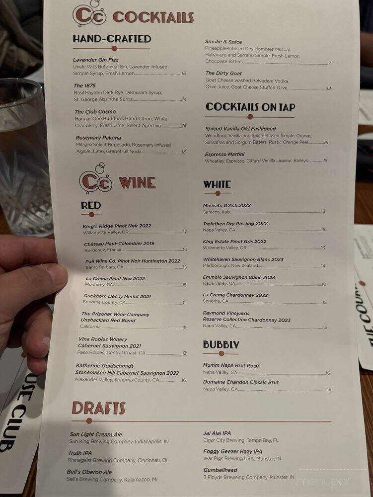 The Courthouse Club - Noblesville, IN menu_pic