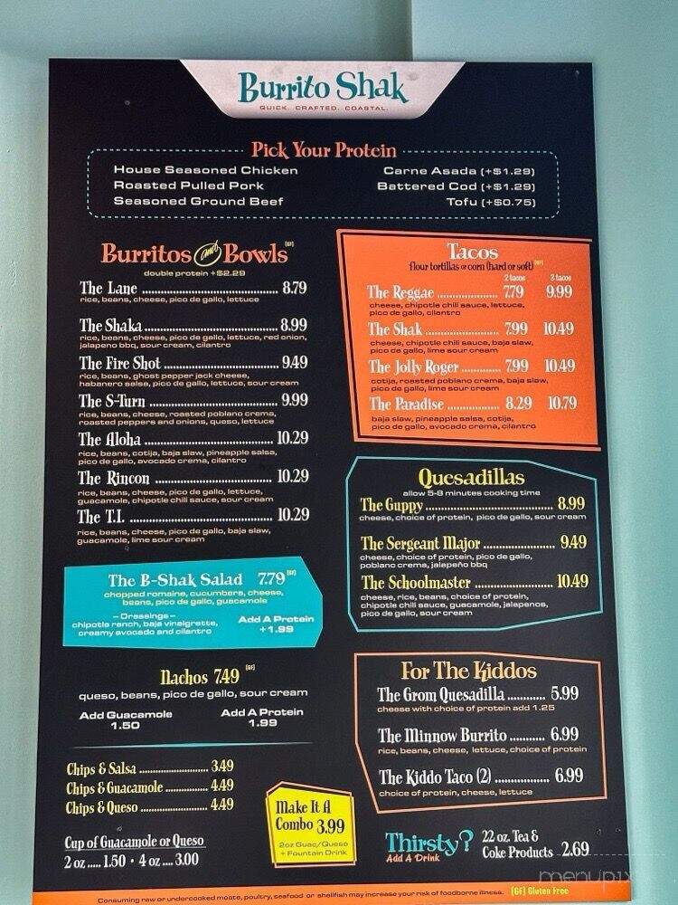 Burrito Shak - Greensboro, NC menu_pic