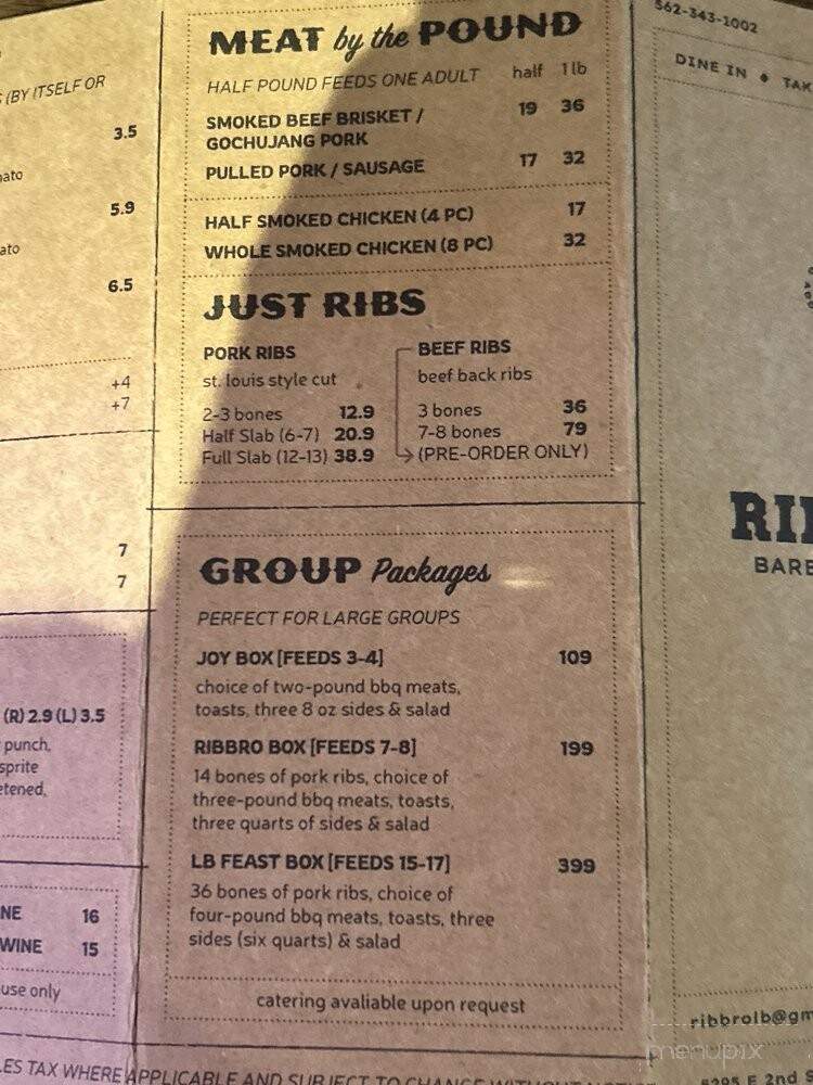 Ribbro BBQ - Long Beach, CA menu_pic
