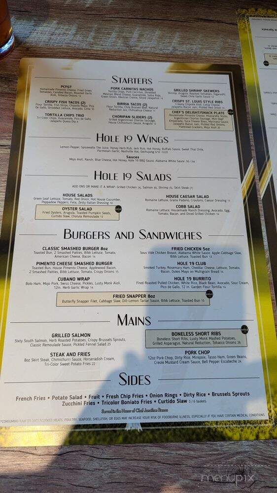 Hole 19 Craft Kitchen - Greensboro, NC menu_pic