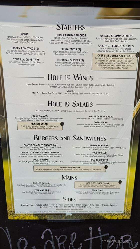 Hole 19 Craft Kitchen - Greensboro, NC menu_pic