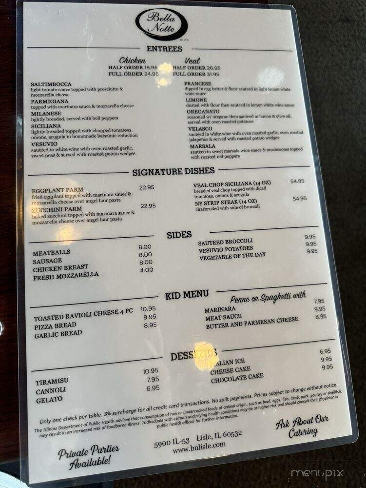 Bella Notte Lisle - Lisle, IL menu_pic