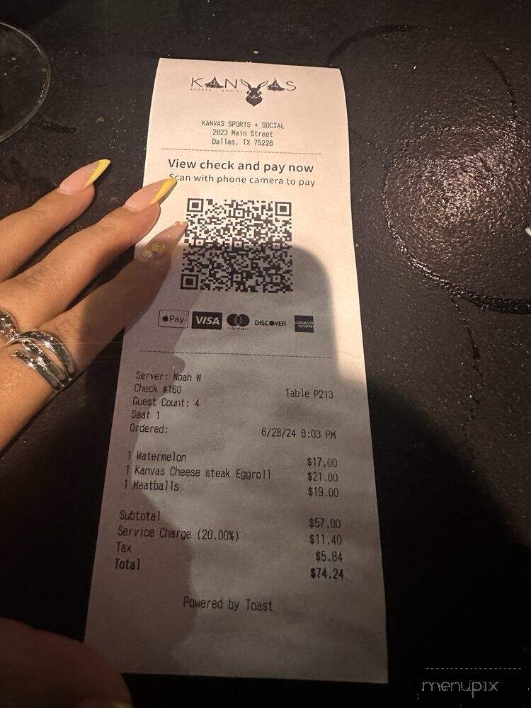 KANVAS Sports + Social - Dallas, TX menu_pic