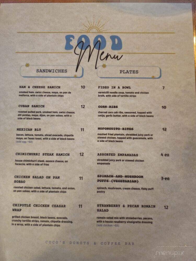 Coco's Donuts & Coffee Bar - Houston, TX menu_pic