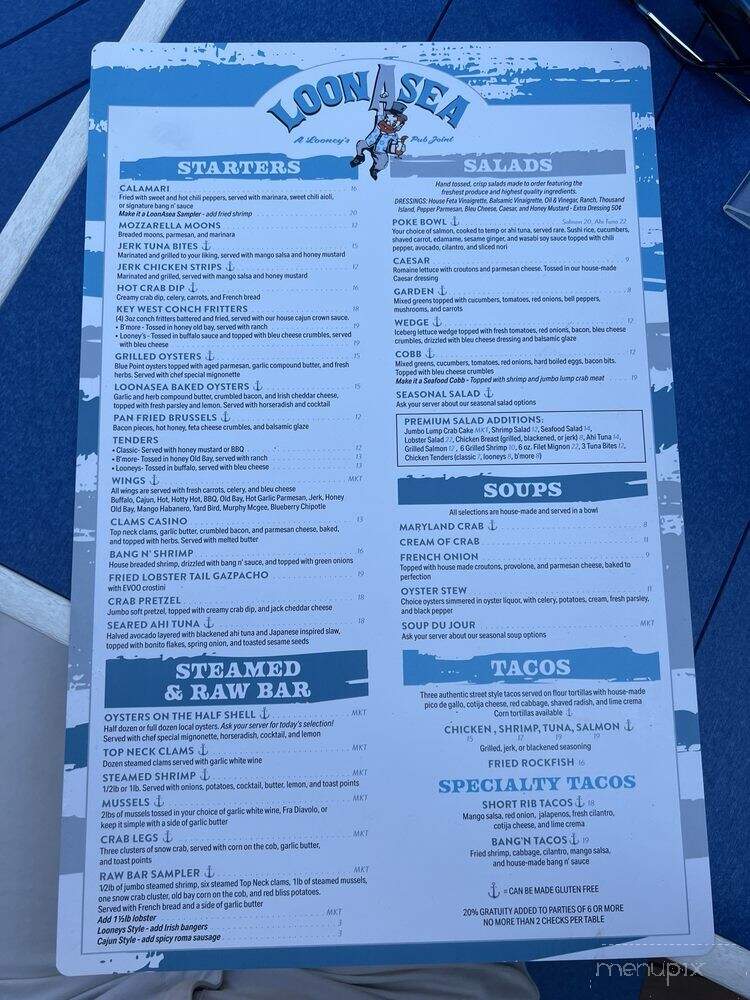 Loon A Sea - Essex, MD menu_pic