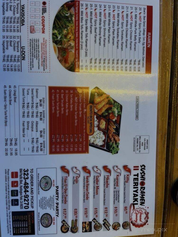 Sushi Moon Ramem - Huntington Park, CA menu_pic