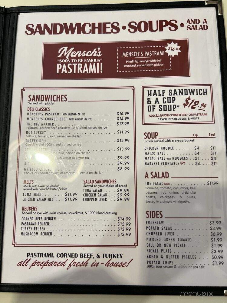 Mensch's Deli - Evanston, IL menu_pic