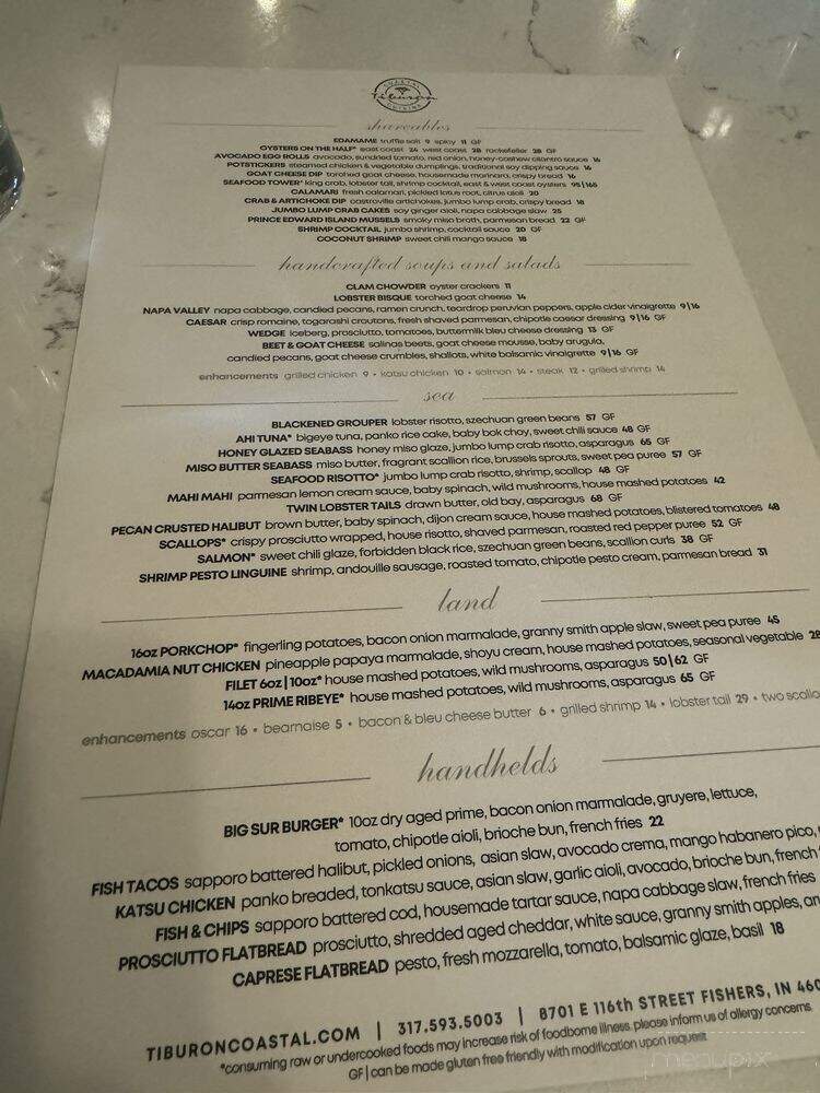 Tiburon Coastal Cuisine - Fishers, IN menu_pic