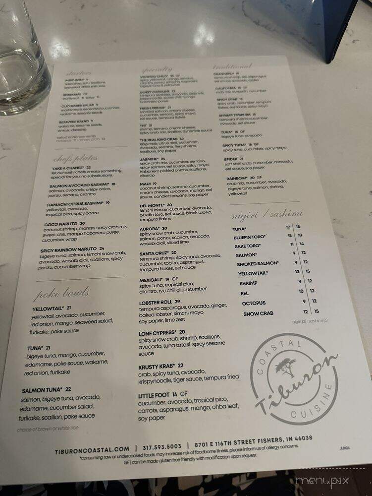 Tiburon Coastal Cuisine - Fishers, IN menu_pic
