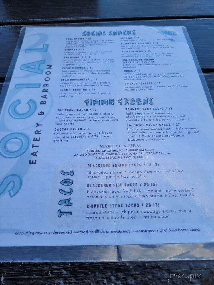 302 Social - Rehoboth Beach, DE menu_pic