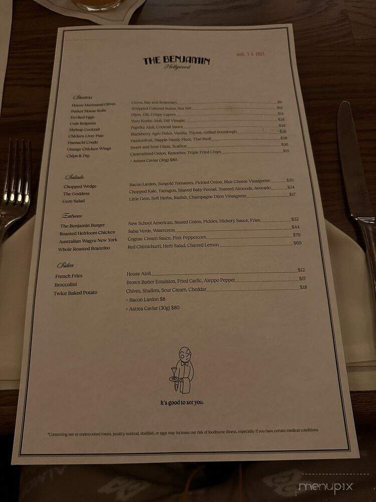 The Benjamin Hollywood - Los Angeles, CA menu_pic