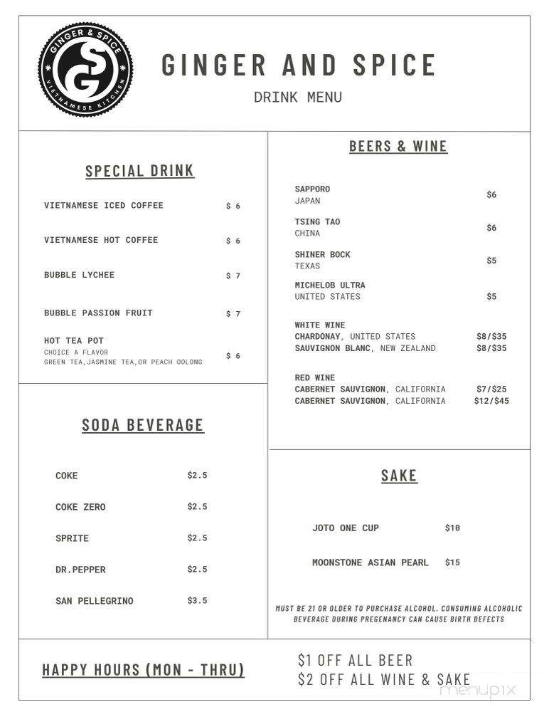 Ginger & Spice Vietnamese Kitchen - Prosper, TX menu_pic