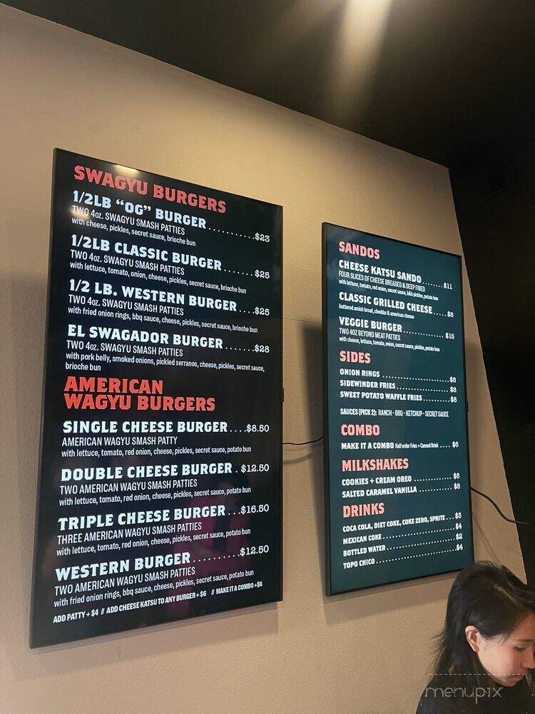 Swagyu Burger - La Mesa, CA menu_pic
