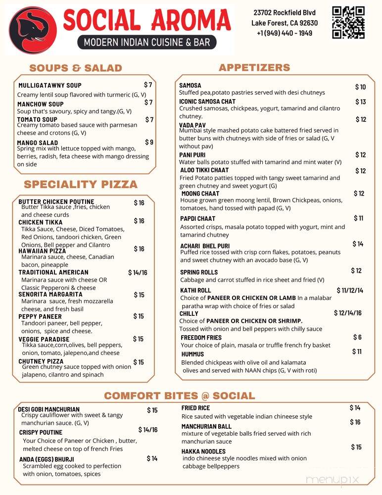 Social Aroma - Lake Forest, CA menu_pic