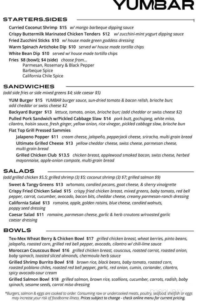 Yumbar - Phoenix, AZ menu_pic