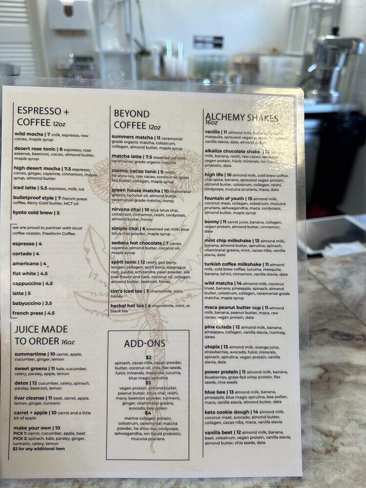 Wildcraft Kitchen - Sedona, AZ menu_pic