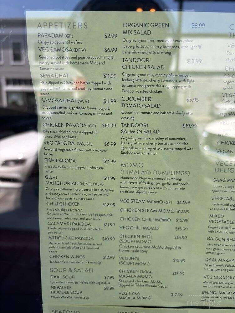 Sewa Indian and Nepalese Cuisine - San Francisco, CA menu_pic