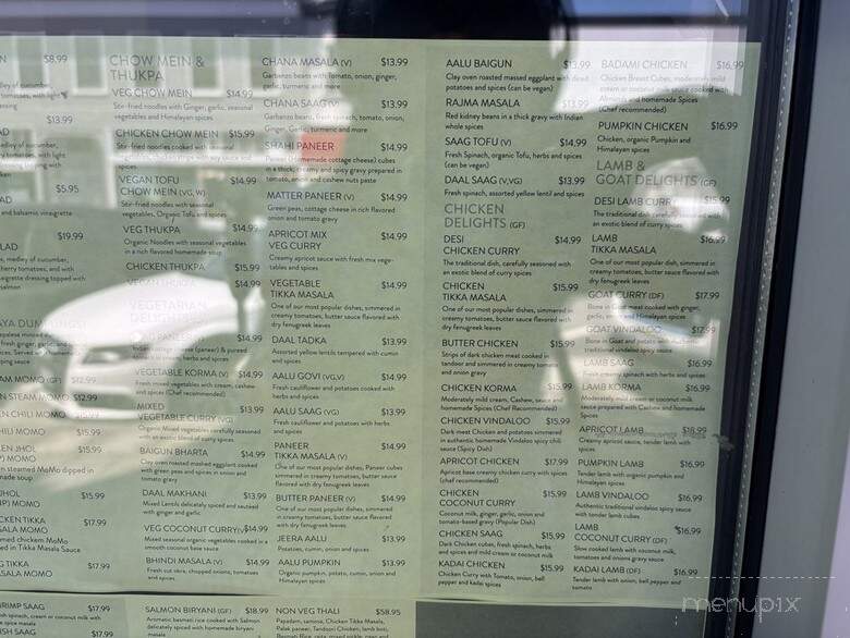 Sewa Indian and Nepalese Cuisine - San Francisco, CA menu_pic