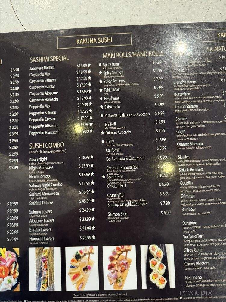 Kakuna Sushi - San Leandro, CA menu_pic