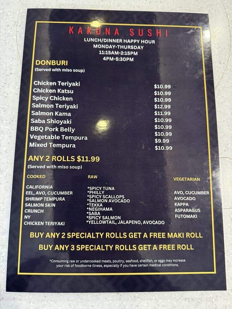 Kakuna Sushi - San Leandro, CA menu_pic