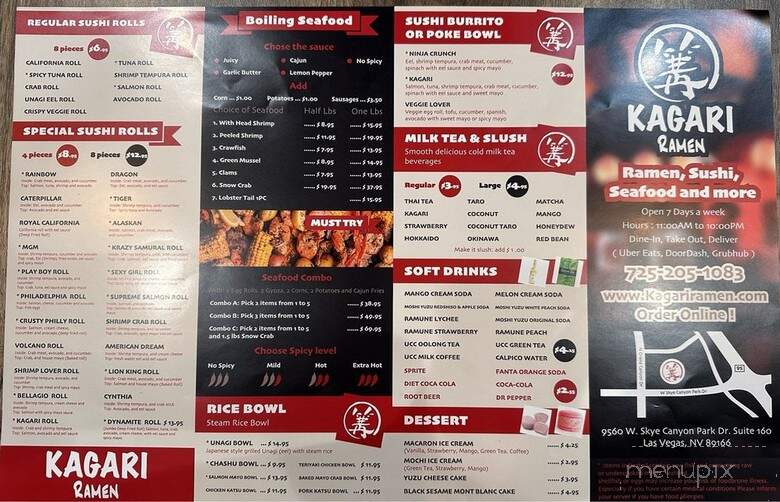Kagari Ramen - Las Vegas, NV menu_pic