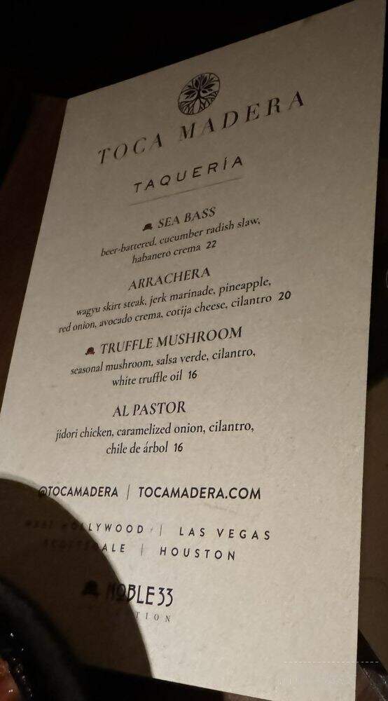 Toca Madera - Houston, TX menu_pic
