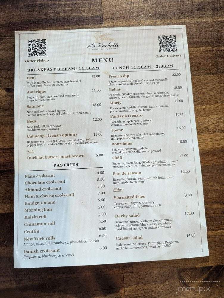 La Rochelle Bakery & Cafe - North Hollywood, CA menu_pic