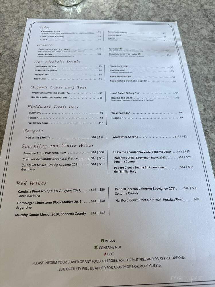 Noor Indian Fusion Kitchen - Berkeley, CA menu_pic