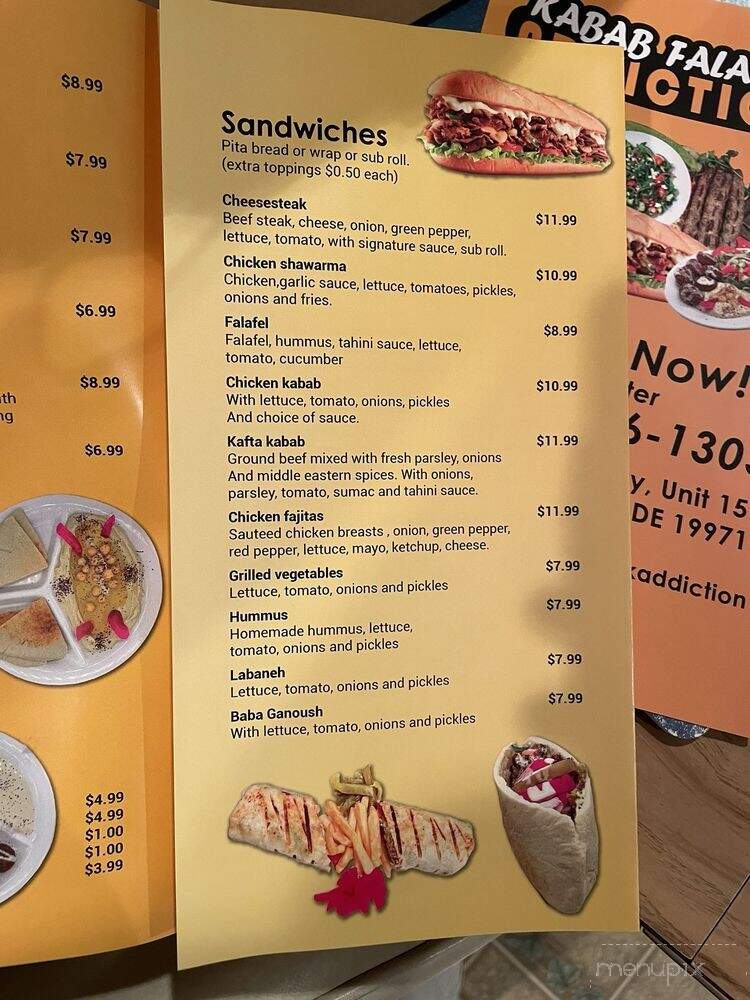 Kabab Falafel Addiction - Rehoboth Beach, DE menu_pic