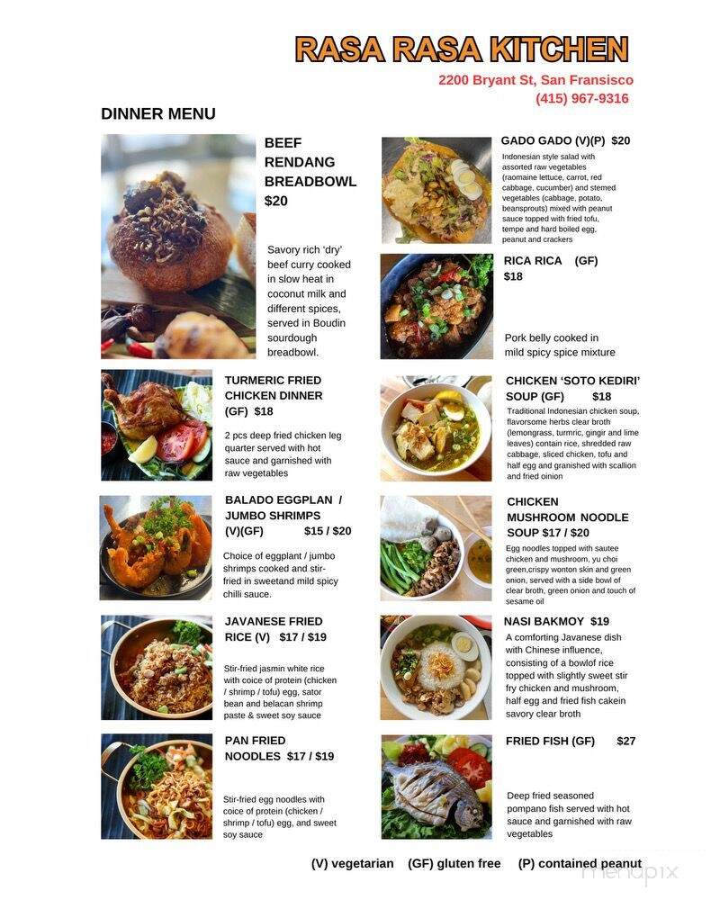 Rasa Rasa Kitchen - San Francisco, CA menu_pic