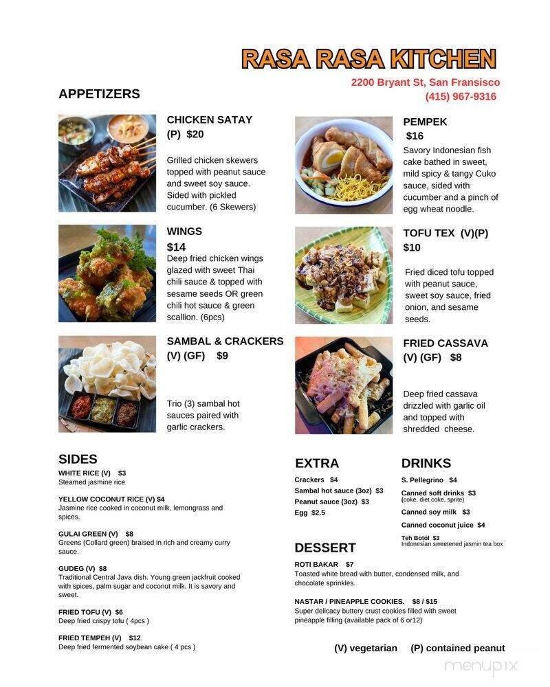 Rasa Rasa Kitchen - San Francisco, CA menu_pic
