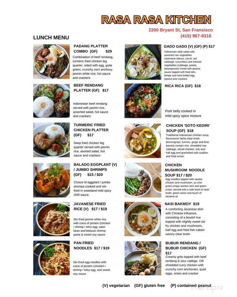 Rasa Rasa Kitchen - San Francisco, CA menu_pic