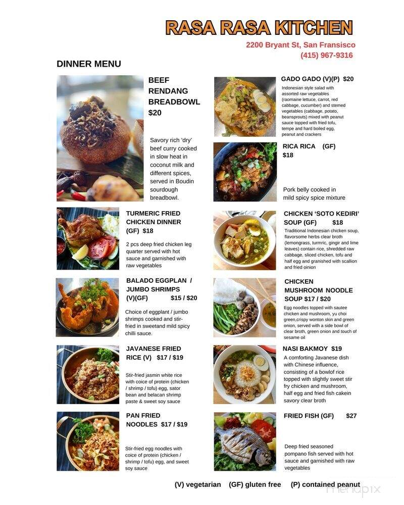 Rasa Rasa Kitchen - San Francisco, CA menu_pic