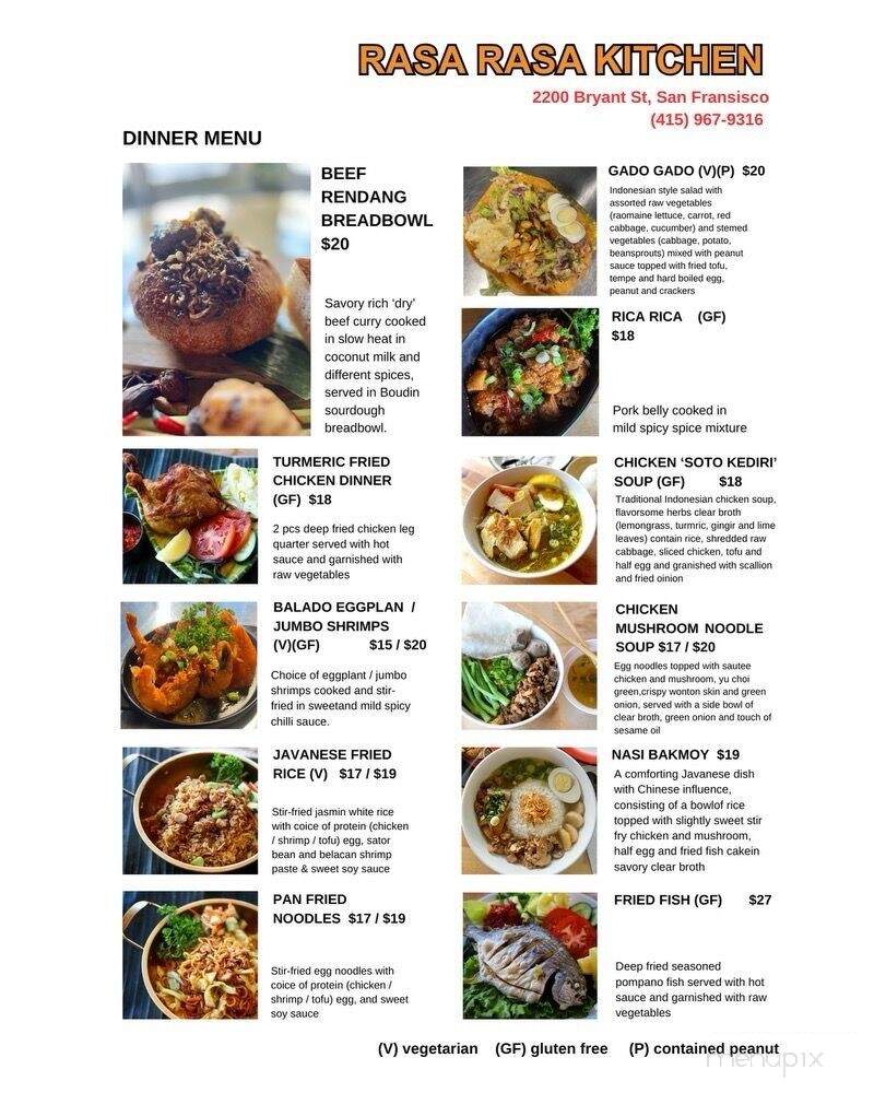 Rasa Rasa Kitchen - San Francisco, CA menu_pic