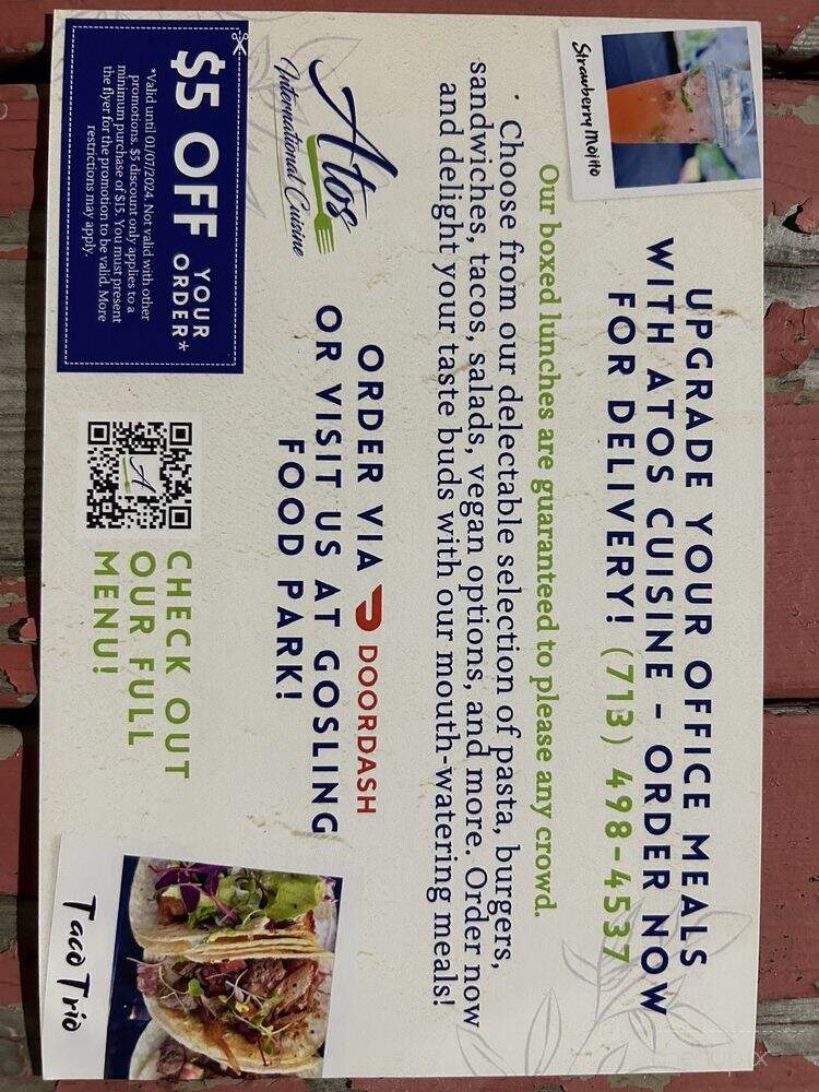 Atos International Cuisine - Spring, TX menu_pic