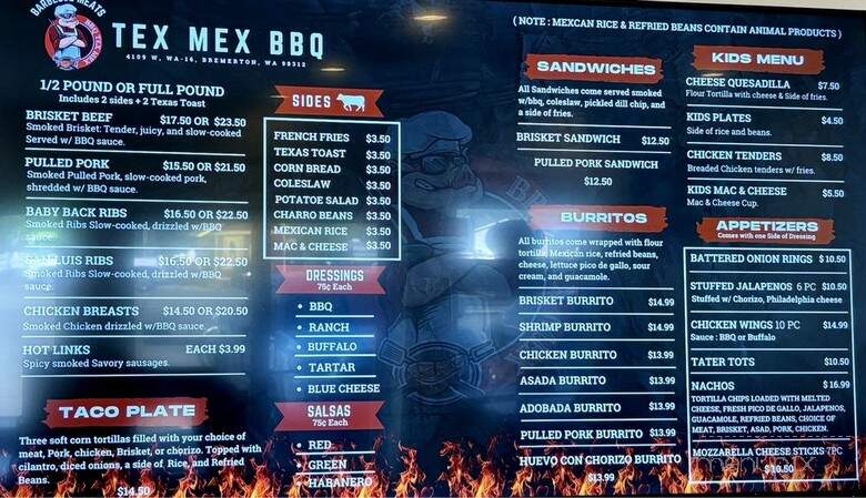 BBQ Tex Mex - Bremerton, WA menu_pic